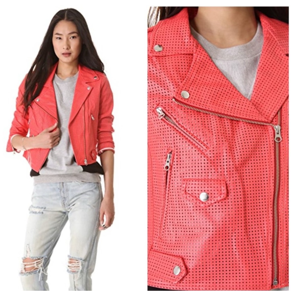 Rebecca Minkoff Coral Leather Biker Jacket